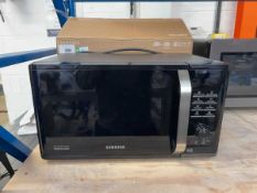 +VAT Boxed Samsung MW3500K digital microwave oven in silver and black finish