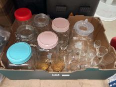 Tray containing various glassware