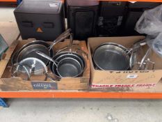+VAT 2x trays containing various pots and pans