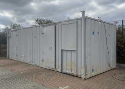 +VAT Site welfare unit finished in grey, 26' x 9' x 7', fitted with; single toilet, drying room,
