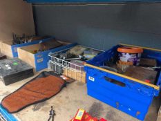 4 crates containing drill bits, saw blades, twist drill bits, arbours, keyed drill chucks etc.