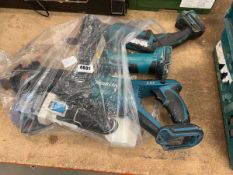 Cordless Mac Allister angle grinder, 2 Makita recip saws and a cordless Makita multitool, no