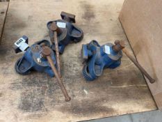 Three Record floor clamp vices