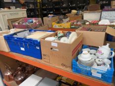 Four boxes containing rose patterned Royal Grafton crockery plus Royal Doulton Japora coffee mugs,