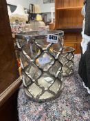 2 glass candle holders