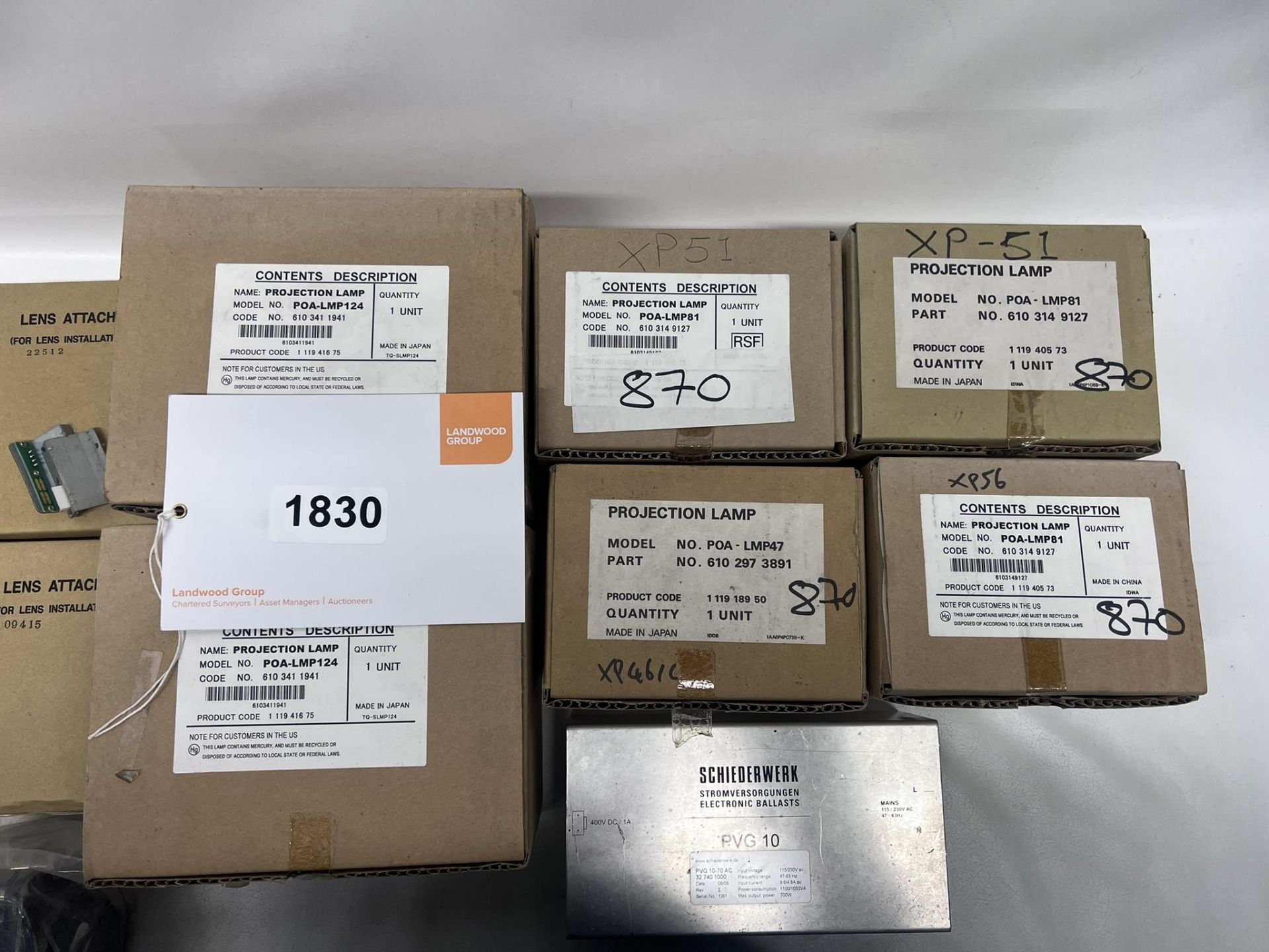 Projector Spares for various projectors, including LNS-W31A LensLamps and parts appear to be unused, - Image 3 of 8