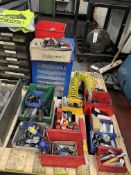 2x Plastic Storage Units with Trays containing various Electrodes (Recycling logos, Imp numbers), 3x