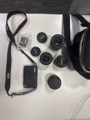 Canon EOS M10 Mirrorless Camera Bundle, 18MP, 3 Lenses (15-45mm, 22mm, 55-200mm), Bag, Battery