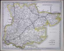 County Essex Cruchley Scarce Antique Railways & Stations Coloured Map.
