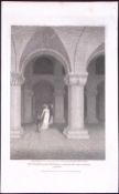 Chapel of The Tower London Antique 200 Years-Old Steel-Engraving-235