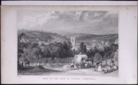 Cornwall View of The Town of Bodmin Antique 193 Years-Old Steel-Engraving-32