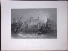 London Tower WH Bartlett 183 Years-Old Antique Steel Engraving-6