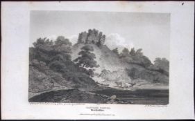 Clifford Castle Herefordshire Antique 220 Years-Old Georgian Steel-Engraving-222