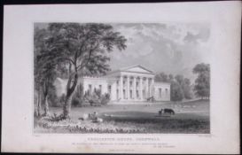 Cornwall Near Truro Trelissick House Antique 193 Years-Old Steel-Engraving-38