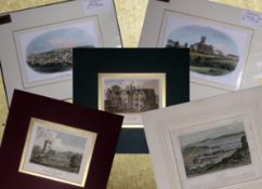 Job-Lot 5 Antique-Vintage Assorted Sizes Mounted Prints of Cornwall-1