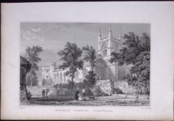 Cornwall Bodmin Church Antique 193 Years-Old Steel-Engraving-9