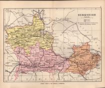 County of Berkshire 1895 Antique Victorian Detailed Coloured Map.