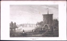 Staines Bridge Middlesex Antique 200 Years-Old Steel-Engraving-252