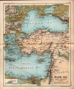 Black Sea & Levant Double Sided Victorian Antique 1898 Map.