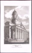 St Georges Church Hanover Square London Antique 200 Years-Old Steel-Engraving-237