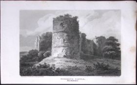 Goodrich Castle Herefordshire Antique 220 Years-Old Georgian Steel-Engraving-217