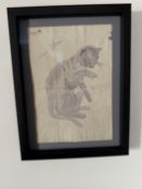 Original Artwork (After) Andy Warhol “Sam Cat” Watercolour and Ink
