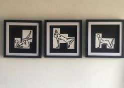 Julian Opie (1958) ‘This Is Shahnoza’ In 3 Parts, Wooden Maquettes, Framed, 2008