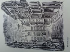 Edward Bawden CBE RA Original Vintage Historic Lithograph of London Historic Guildhall Roman