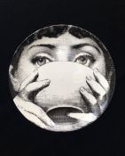 Fornasetti Style - Wall Plate, LINA, Variazioni (Drinking Tea) 8 inch Diameter