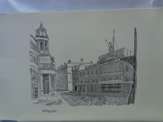Edward Bawden CBE RA Original Vintage Historic Lithograph of London Historic Billingsgate Market