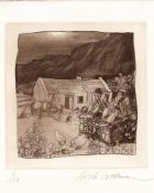 Ralph Steadman My Poor Mouth Irish Cottage Original Etching 16 x 16 cm Hand Signed