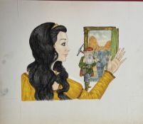 Snow White Original Vintage 1970's Book Artwork & COA & Copy of Page Free Post In UK