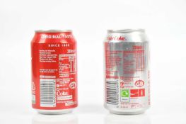 Pair of Signed Coke Cola Limited Edition Cans (With Coke) By Damien Hirst
