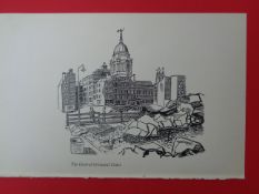 Edward Bawden CBE RA Original Vintage Historic Lithograph of London Historic Old Bailey Court