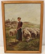 A. RIZZO Woman With Sheep Signed/ Oil Pay