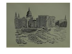 Edward Bawden Original Lithograph - London, St Pauls