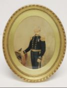 English School (19th Century) Watercolour Portrait of Naval Officer