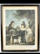 18th Century Stipple Engraving “Children Relieving A Beggar Boy”