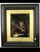 Oil On Board of A Scholar (19th Century)