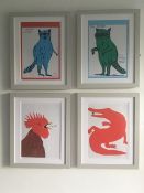 David Shrigley OBE (b 1968) ‘I Eat Garbage & 3 Others’, Shrig Mini Series Offset Lithograph, Fram...