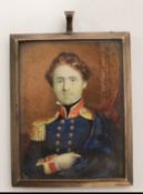 British School - 19th Century; Painted British Army Officer Portrait