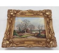 Original Vintage Framed 11”x9” Oil Painting Landscape, Signed