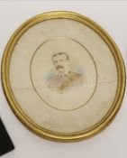 19th Century Print Portrait of A Military Officer, 28.5 x 23 cm