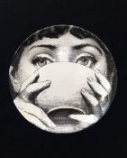 Fornasetti Style - Wall Plate, LINA, Variazioni (Drinking Tea) 8 inch Diameter