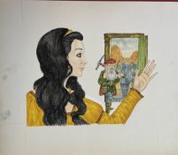 Snow White Original Vintage 1970's Book Artwork & COA & Copy of Page Free Post In UK