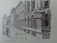 Edward Bawden CBE RA Original Vintage Historic Lithograph of London Historic Somerset House