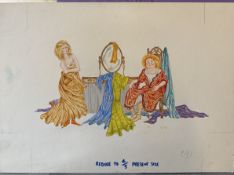 Original Artwork For Cinderella Book 1970's Andrew Skilleter Free Post In UK