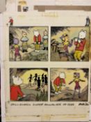 Original Alfred Bestall Rupert Artwork For Rupert Bear Annual 1975 P20 Signed Free Post UK