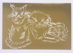 Ai Weiwei (b.1957 Chinese), Cats, (Gold Edition) Gold Foil Blocking, Framed, 2022