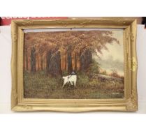 Theomire Dog Signed Oil Painting